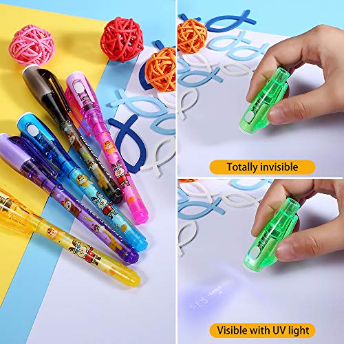 MaIeDen Bolígrafos de Tinta Invisible, bolígrafo espía de 12 Piezas con luz UV y Tinta Que desaparece para el Mensaje Secreto, Rellenos de Bolsa para la Fiesta de cumpleaños Infantil