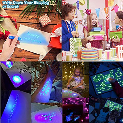 MaIeDen Bolígrafos de Tinta Invisible, bolígrafo espía de 12 Piezas con luz UV y Tinta Que desaparece para el Mensaje Secreto, Rellenos de Bolsa para la Fiesta de cumpleaños Infantil