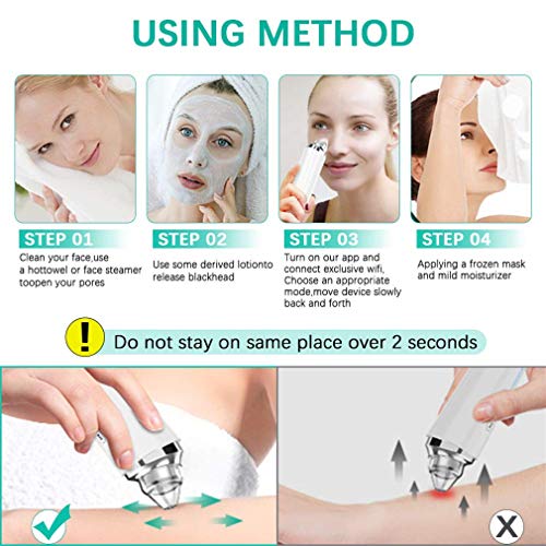 MAIZHAN Aspiradora para Eliminar Espinillas Kit de Limpieza Visual Eléctrica de Poros Faciales con 6 Sondas Reemplazables Cámara Incorporada y WiFi Pantalla de Piel en Tiempo Real Recargable por USB