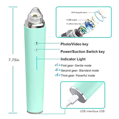 MAIZHAN Aspiradora para Eliminar Espinillas Kit de Limpieza Visual Eléctrica de Poros Faciales con 6 Sondas Reemplazables Cámara Incorporada y WiFi Pantalla de Piel en Tiempo Real Recargable por USB