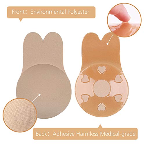 Makone Levantamiento De Senos Cubierta Sujetador De Silicona Pasties Levantamiento De Senos Sujetador Adhesivo Invisible Reutilizable Cubierta De Pezón Transpirable para Damas Niñas (L)