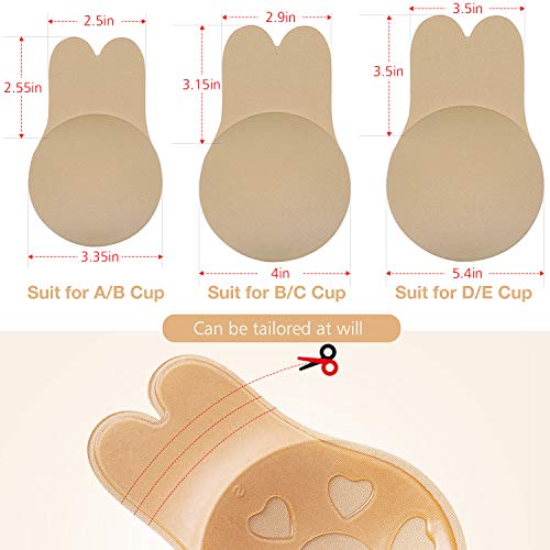 Makone Levantamiento De Senos Cubierta Sujetador De Silicona Pasties Levantamiento De Senos Sujetador Adhesivo Invisible Reutilizable Cubierta De Pezón Transpirable para Damas Niñas (L)