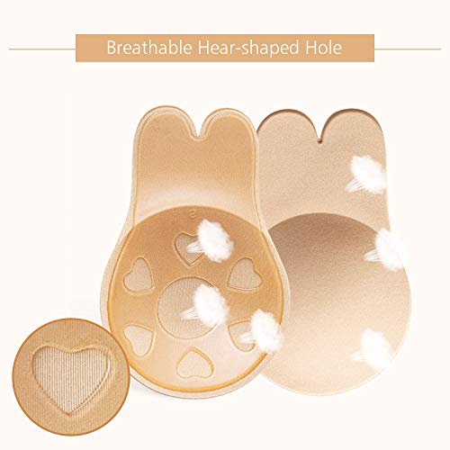 Makone Levantamiento De Senos Cubierta Sujetador De Silicona Pasties Levantamiento De Senos Sujetador Adhesivo Invisible Reutilizable Cubierta De Pezón Transpirable para Damas Niñas (XL)