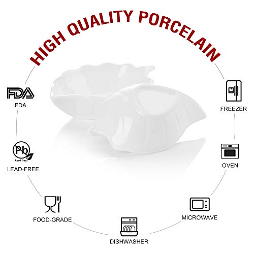 MALACASA Serie Ramekin.dish Cuencos para Aperitivos, Salsa 12 Piezas Vajilla de Porcelana (4.5" 11.5 * 7 * 3cm) Super Mini Tazón de Postre Marfil Blanco