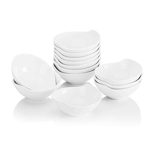 MALACASA Serie Ramekin.dish Juego de Cuencos 12 piezas, Cuencos de Aperitivos, Salsa, Postres de Porcelana Molde de Hornear