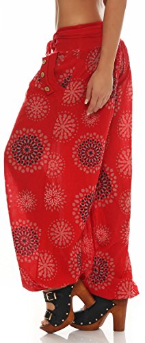 Malito Harem Pantalón con Veraniego Print Boyfriend Aladin Bombacho Sudadera Baggy Yoga 3481 Mujer Talla Única (Rojo)