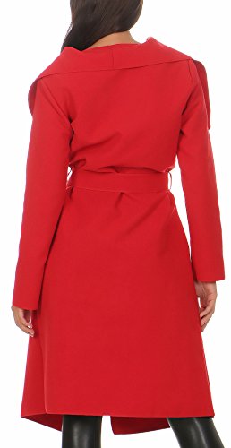 Malito Larga Abrigo con Cascada Capote Manteo Gabán Chaqueta Envolver Bolero 3040 Mujer Talla Única (Rojo)