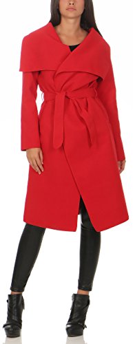 Malito Larga Abrigo con Cascada Capote Manteo Gabán Chaqueta Envolver Bolero 3040 Mujer Talla Única (Rojo)