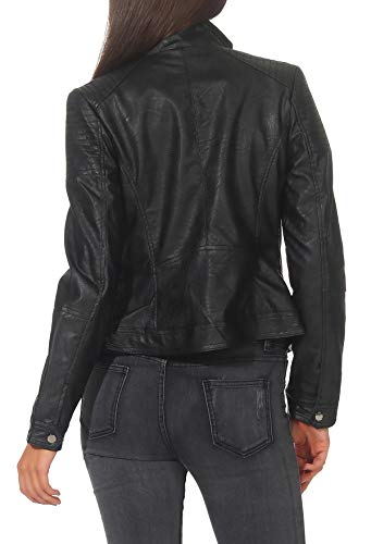Malito Mujer Chaqueta Cuero Sintético Biker Chaqueta Saco Blazer 5179 (Negro, S)