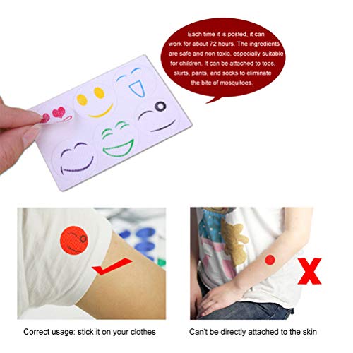 Mallalah - 300 parches autoadhesivos antimosquitos para rostro sonriente, insectos, parches de citronela Cartoon expresiones repelentes de mosquitos