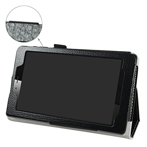 Mama Mouth vodafone Smart Tab Mini 7 / ALCATEL pixi 4 7 Funda, Slim PU Cuero con Soporte Funda Caso Case para 7" vodafone Smart Tab Mini 7 / ALCATEL pixi 4 7 Android Tablet 2016,Negro