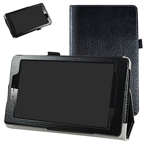 Mama Mouth vodafone Smart Tab Mini 7 / ALCATEL pixi 4 7 Funda, Slim PU Cuero con Soporte Funda Caso Case para 7" vodafone Smart Tab Mini 7 / ALCATEL pixi 4 7 Android Tablet 2016,Negro