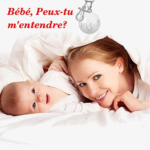 ? MAMAE - Bola Embarazo Collar Colgante Joya Musical Harmony Ball"Llamador de ángeles" Regalo para Mamá y su Bebé con Cadena, Chupete y Bola (114 CM, MOM TÉTINE-BLANC)