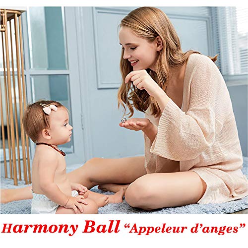 ? MAMAE - Bola Embarazo Collar Colgante Joya Musical Harmony Ball"Llamador de ángeles" Regalo para Mamá y su Bebé con Cadena, Chupete y Bola (114 CM, MOM TÉTINE-BLANC)