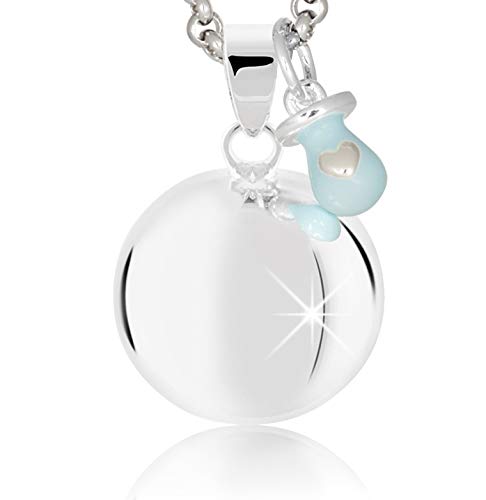 MAMIJUX® Llamador de ángeles con Chupete Celeste con Cadena de Acero 110cm