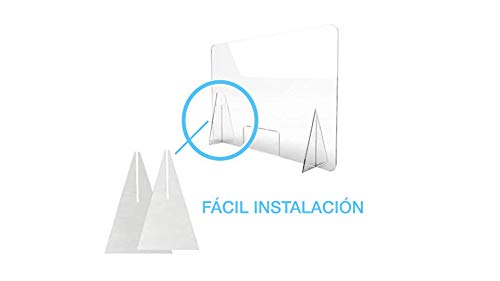 Mampara de metacrilato mostrador 5mm proteccion para oficinas mostradores manicura sobremesa material transparente (80X100)