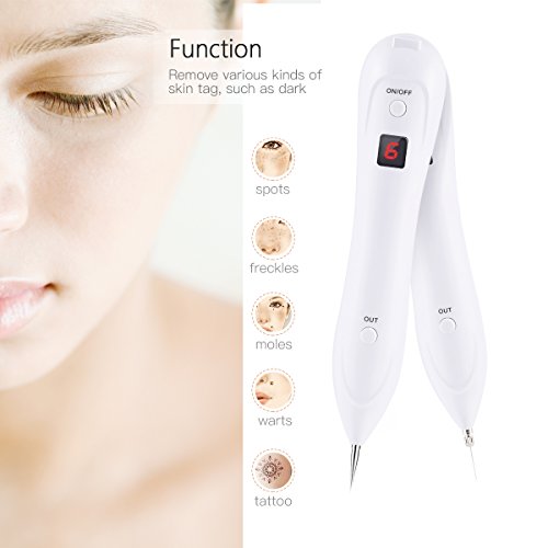 Manchas Cara Eliminación, iFanze Tratamientos para Manchas Piel y Manchas Faciales, Quita Pecas, Topo, Manchas, Tatuaje, Piel Tag, Nacimiento Marca, 2 Tipos de Agujas, Recargables por USB, Blanco