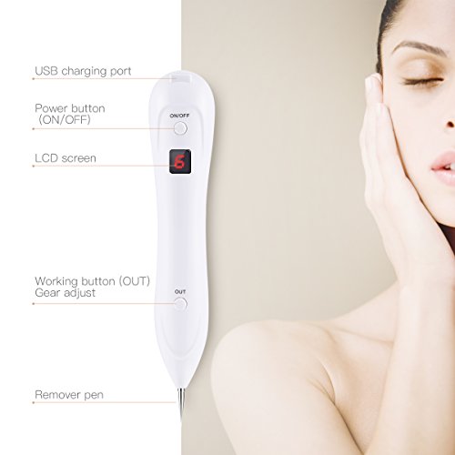 Manchas Cara Eliminación, iFanze Tratamientos para Manchas Piel y Manchas Faciales, Quita Pecas, Topo, Manchas, Tatuaje, Piel Tag, Nacimiento Marca, 2 Tipos de Agujas, Recargables por USB, Blanco