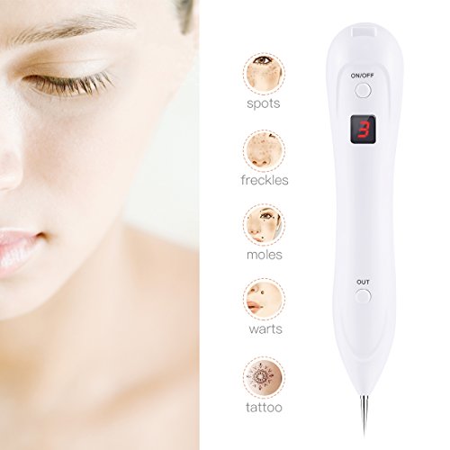 Manchas Cara Eliminación, iFanze Tratamientos para Manchas Piel y Manchas Faciales, Quita Pecas, Topo, Manchas, Tatuaje, Piel Tag, Nacimiento Marca, 2 Tipos de Agujas, Recargables por USB, Blanco