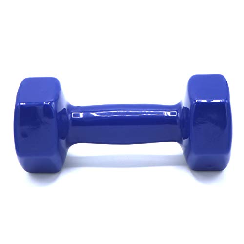 Mancuernas con Revestimiento de Vinilo, Pack DE 2. Color Azul. Peso de 5 Kilos. Gimnasio en casa, Ejercicios Ligeros. Mantente en Forma.