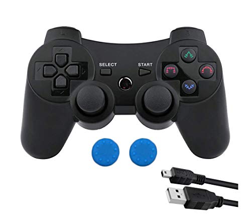 Mando PS3 inalámbrico Bluetooth PS3 Controller Doble vibración Six-Axis Mando a Distancia Joystick para Playstation 3 con Cable de Carga