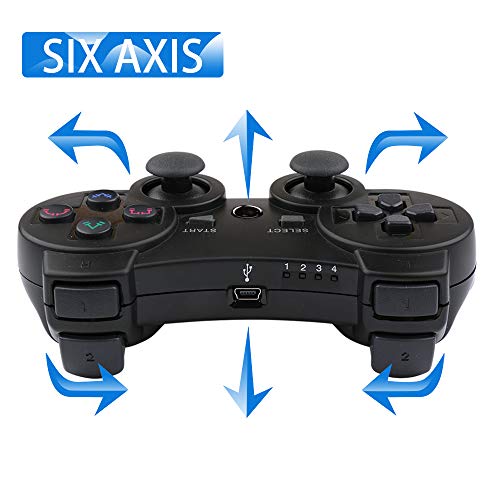 Mando PS3 inalámbrico Bluetooth PS3 Controller Doble vibración Six-Axis Mando a Distancia Joystick para Playstation 3 con Cable de Carga
