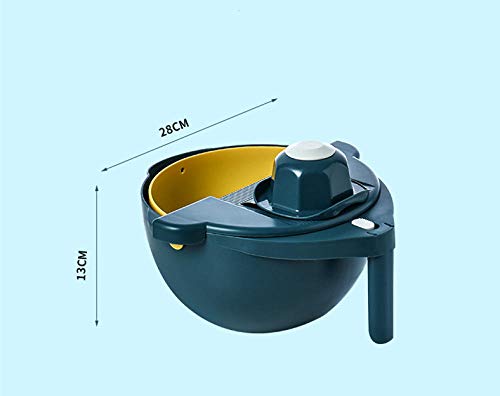 Mandolina Profesional Cortador Verduras Multifuncional - Cortador de verduras multifuncional redondo cuchillo de cepillado para el hogar trituradora de cocina de 12 piezas con protector-azul