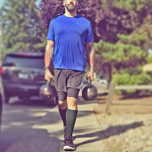 Mangas de Compresión para Pantorrillas - Hombres y Mujeres - Calcetines de Soporte para Correr, Baloncesto, Ciclismo – para Mejor Circulación En Las Pantorrillas - Negro L/XL