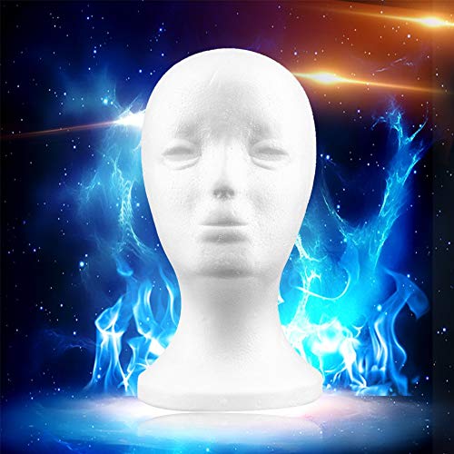 Maniquí de espuma de poliestireno femenino blanco Modelo de cabeza de maniquí Esponja de espuma Peluca Gafas de pelo Pantalla Gafas Tapa Soporte de exhibición - Blanco