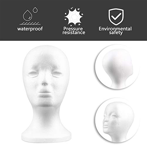 Maniquí de espuma de poliestireno femenino blanco Modelo de cabeza de maniquí Esponja de espuma Peluca Gafas de pelo Pantalla Gafas Tapa Soporte de exhibición - Blanco