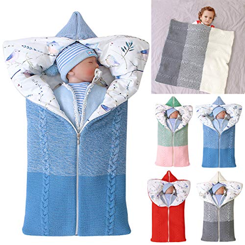manta de cochecito de bebé, manta de bebé recién nacido saco de dormir cálido de invierno para bebés o niños de 0-12 meses (Azul)