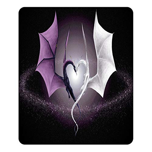 Manta de felpa con estampado de dragón de pareja para niños adultos, manta de cama de diseño de dragón blanco púrpura, ropa de cama de microfibra suave y cálida para sofá cama, 150 × 200 cm