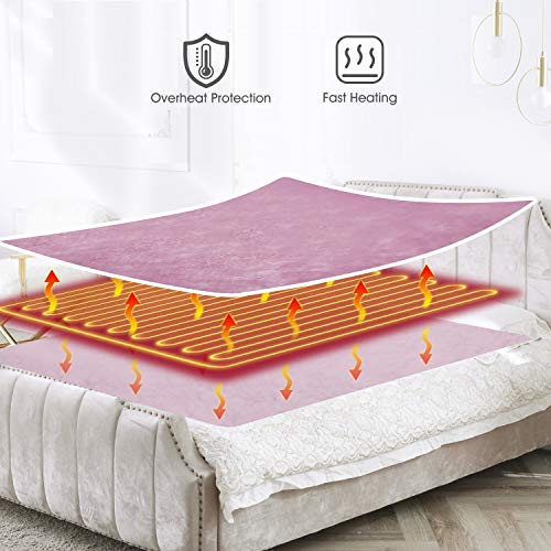 Manta Eléctrica con desconexión automática y 6 ajustes de temperatura, 130 x 180cm Manta Térmica con Protección Contra Sobrecalentamiento, Lavable a Máquina