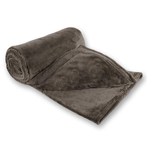 Manta Gräfenstayn® - Muchos tamaños y colores diferentes - Manta de microfibra Manta para sala de estar Manta para cama - Fibra polar de microfibra de franela (Marrón oscuro, 240x220 cm)