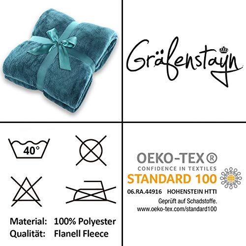 Manta Gräfenstayn® - Muchos tamaños y colores diferentes - Manta de microfibra Manta para sala de estar Manta para cama - Fibra polar de microfibra de franela (Turquesa, 200x150 cm)