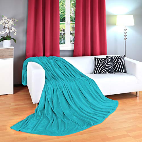 Manta Gräfenstayn® - Muchos tamaños y colores diferentes - Manta de microfibra Manta para sala de estar Manta para cama - Fibra polar de microfibra de franela (Turquesa, 200x150 cm)