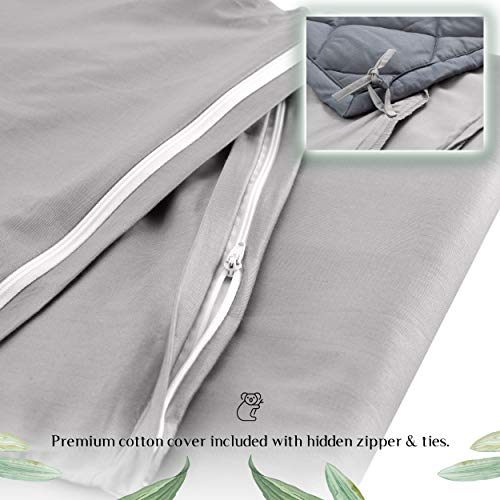 Manta KoaDream con peso para adultos, funda de algodón supersuave y ecológica incluida, tamaño King (150 x 200 cm, 6,8 kg) – contra el insomnio y el estrés para un sueño mejorado