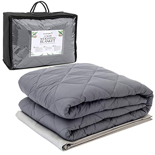 Manta KoaDream con peso para adultos, funda de algodón supersuave y ecológica incluida, tamaño King (150 x 200 cm, 6,8 kg) – contra el insomnio y el estrés para un sueño mejorado