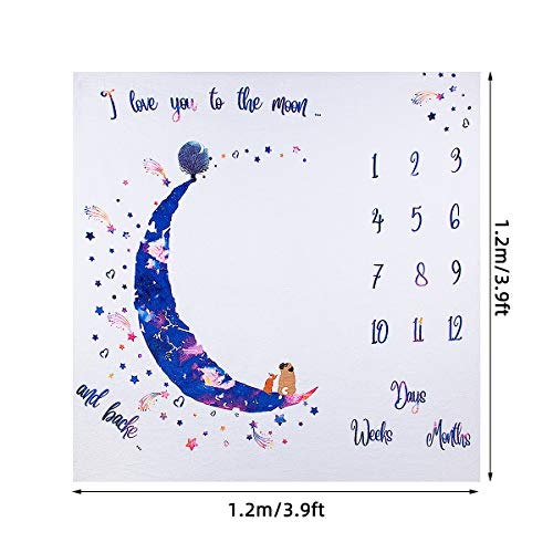 Manta Mensual De Hito Para Bebé, ANSUG 120 × 120cm Franela Manta de Bebé Fotografía de fondo para recién nacidos Ideal Regalos de Baby Shower