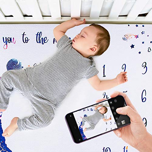 Manta Mensual De Hito Para Bebé, ANSUG 120 × 120cm Franela Manta de Bebé Fotografía de fondo para recién nacidos Ideal Regalos de Baby Shower