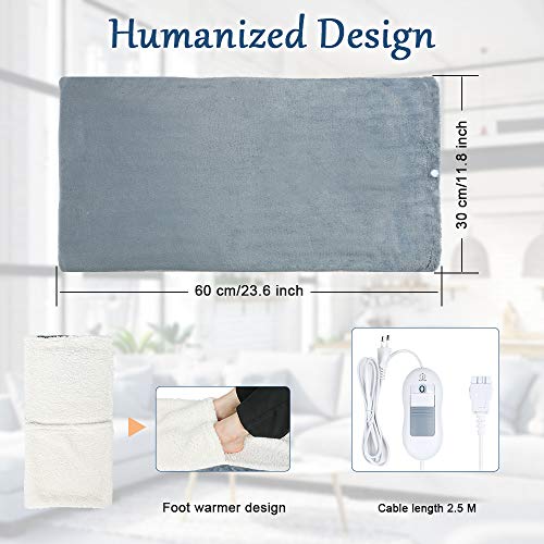 Mantas Electricas 60 * 30 cm Mantas Térmicas Eléctrica Almohadilla Térmica Eléctrica Superficie Ultra Suave Calentamiento Rápido con 3 Niveles de Temperatura para Espalda, Cuello, Hombros, Piernas