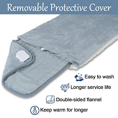 Mantas Electricas 60 * 30 cm Mantas Térmicas Eléctrica Almohadilla Térmica Eléctrica Superficie Ultra Suave Calentamiento Rápido con 3 Niveles de Temperatura para Espalda, Cuello, Hombros, Piernas