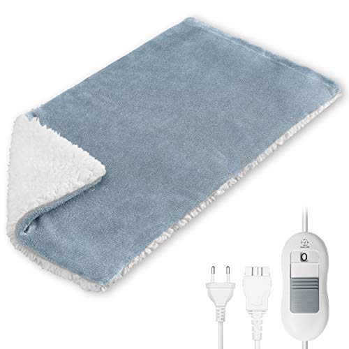 Mantas Electricas 60 * 30 cm Mantas Térmicas Eléctrica Almohadilla Térmica Eléctrica Superficie Ultra Suave Calentamiento Rápido con 3 Niveles de Temperatura para Espalda, Cuello, Hombros, Piernas