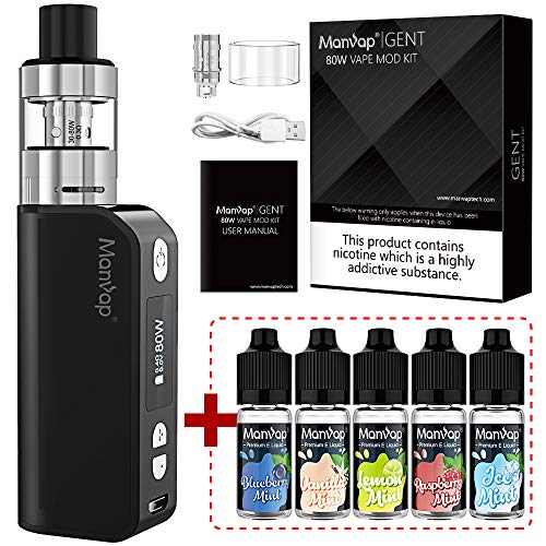 Manvap® Cigarros Electronicos Vaper, Gent 80W E Cigarrillo Vape Mod con Batería Recargable 2200mah OLED Repuestos de la parte inferior Vape Pen No E Líquido sin nicotina