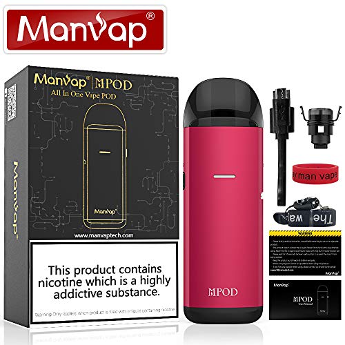 Manvap® Mr Pod Vaper Cigarros Electronicos 12W Contiene Atomizador 750 mAh Batería recargable Todo en uno Portátil Vape Pen Kits de inicio Vape, sin Nicotina（Rojo） … (Rojo)