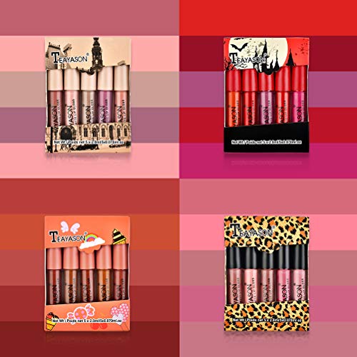 MAOJIE 5pcs Set De LáPiz Labial LíQuido Mate Impermeable Mini Brillo De Labios De Larga DuracióN Copa Antiadherente LáPices Labiales Caja De Regalo
