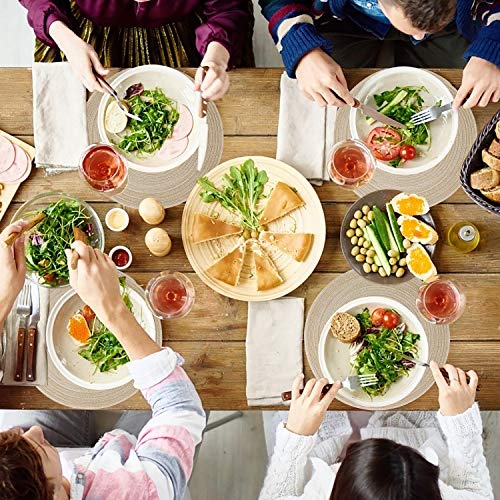 MaoXinTek Manteles Individuales Redondos de Algodón 36cm/14inch Trenzado Antideslizante Salvamanteles Lavables, Alfombrillas de Comedor (Juego de 6)