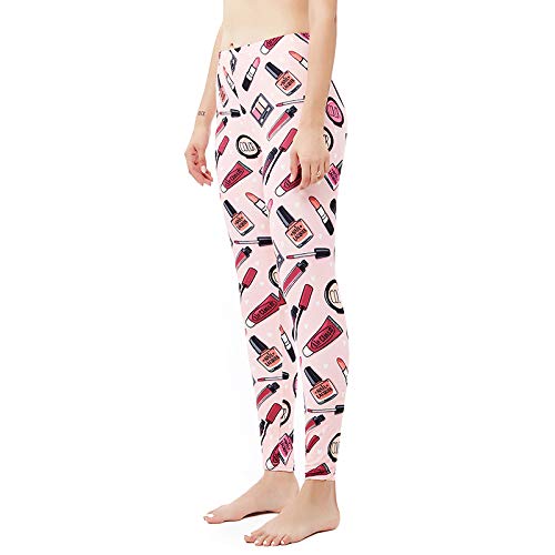 MAOYYMYJK 9336 niñas Rosa cosméticos lápiz Labial Base de impresión Leggings Tallas Grandes Pantalones de Nueve Puntos para Mantener el Calor