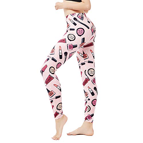 MAOYYMYJK 9336 niñas Rosa cosméticos lápiz Labial Base de impresión Leggings Tallas Grandes Pantalones de Nueve Puntos para Mantener el Calor