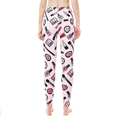 MAOYYMYJK 9336 niñas Rosa cosméticos lápiz Labial Base de impresión Leggings Tallas Grandes Pantalones de Nueve Puntos para Mantener el Calor